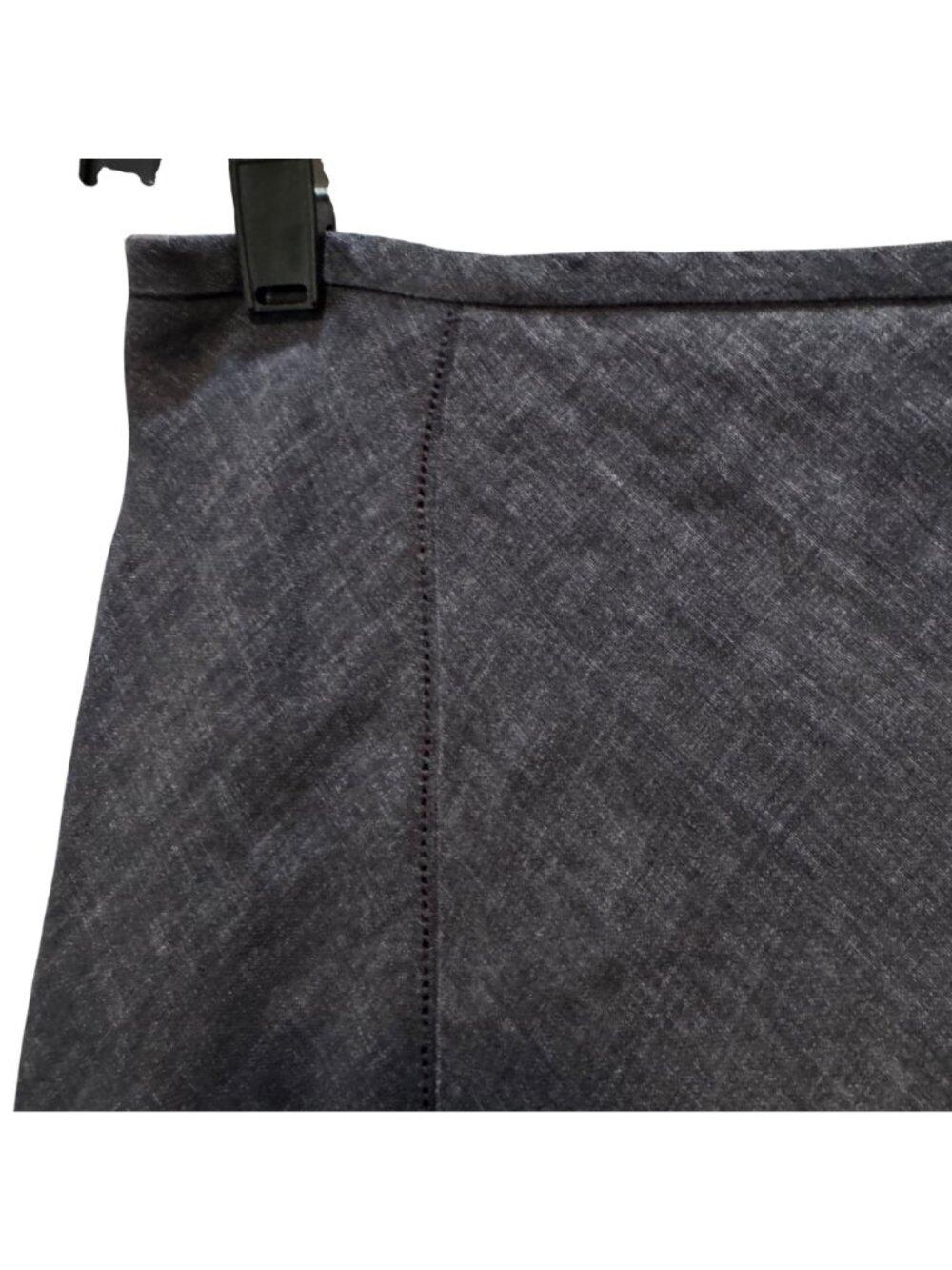 Charcoal Grey A-Line Linen Panel Flare Midi Skirt Size S Lined Side Zip Prairie - Picture 8 of 12